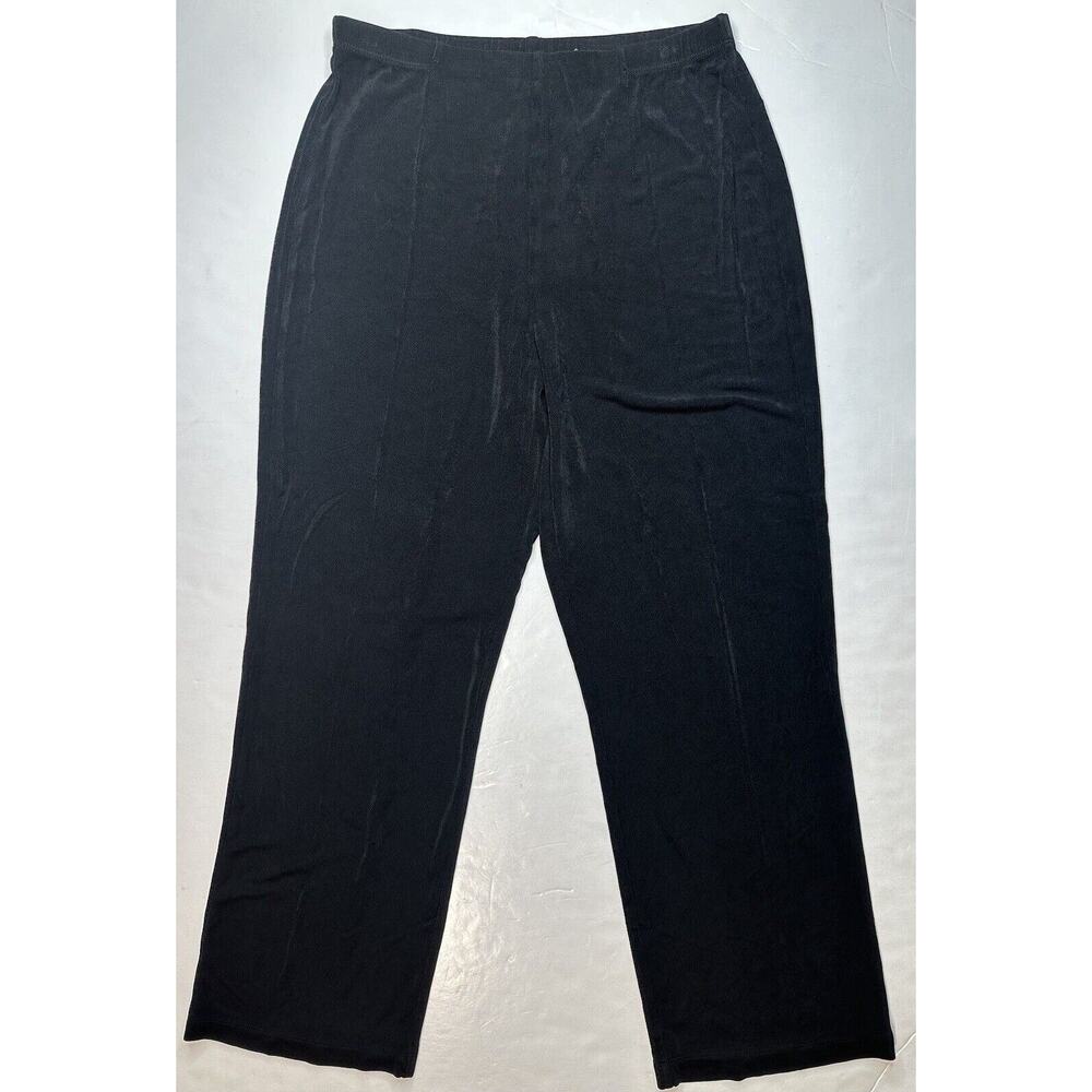 Chicos Travelers Pants Slinky Knit Straight Ankle 1 Short (US 8) Black EUC